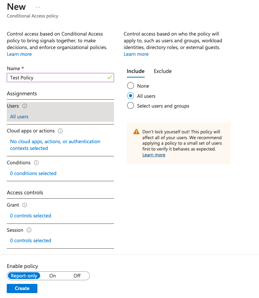 Azure AD Conditional Access Report-Only mode