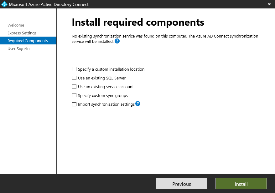 Azure AD Connect Custom Settings